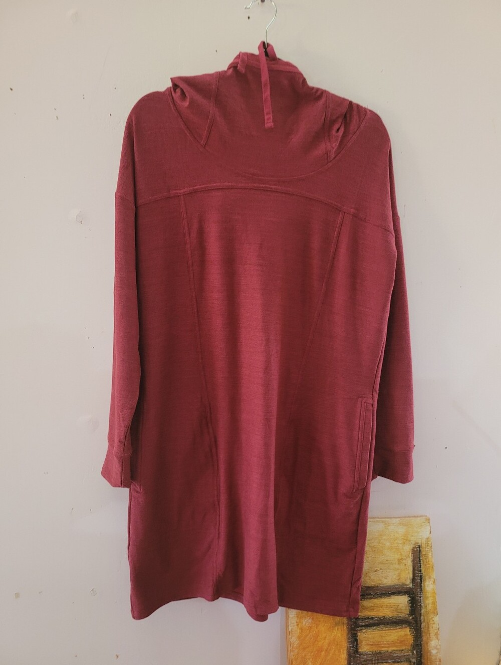 Toad&Co XL Long Sleeve Hoodie Dress in Burgundy Red